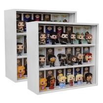 Expositor para funko pop MDF 3 vãos (para caixas e pops) branco, Dom Móveis - kit 2 unidades
