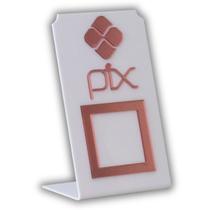 Expositor QR CODE PIX - Branco com Rosa