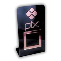 Expositor QR CODE PIX - Preto com Rosa