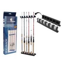 Expositor suporte de parede rod rack para 6 varas de pesca Expositor suporte de parede rod rack para 6 varas de pesca