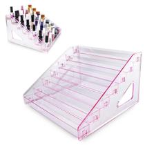 Expositor Suporte Esmaltes Acrílico 7 Degraus Rosa Para 80Un Expositor Suporte Esmaltes Acrílico 7 Degraus Rosa Para 80Un