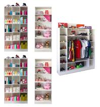 Expositores para Lojas kit com Colméias Estantes e Cabideiro Magia Móveis