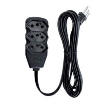 Extensão 03 Tomadas 10A 1 Metro Preta 2P+T Force Line
