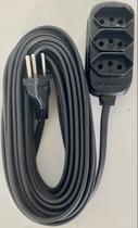 Extensão 10 metros tripolar preta com 3 tomadas FIOLUX Extensão 10 metros tripolar preta com 3 tomadas FIOLUX