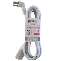 Extensão 20A Reforçada Para Microondas 3 Metros Tripolar Plug 90 Graus Branco - Juston