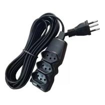 Extensao 3 metros 3 tomadas triplas preta megatron