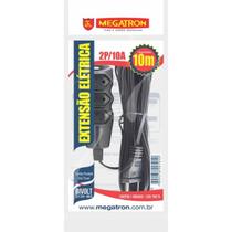 Extensao 3 Tom. Paral.2X0,75X10,00Mt 2P 10A/250V Pt Megatron Extensao 3 Tom. Paral.2X0,75X10,00Mt 2P 10A/250V Pt Megatron