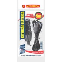 Extensao 3 Tom. Paral.2X0,75X5,00Mt 2P 10A/250V Pt Megatron Extensao 3 Tom. Paral.2X0,75X5,00Mt 2P 10A/250V Pt Megatron