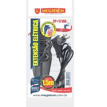 Extensao 3 Tom. Pp 3X0,75X1,50Mt 2P+T 10A/250V Plugue 90 Pt Megatron