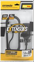 Extensão 3 Tomadas 2P 10A 1,5 Metros Preto Bivolt - Enerbras