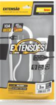 Extensão 3 Tomadas 2P 10A Branco 3 Metros Bivolt - Enerbras Extensão 3 Tomadas 2P 10A Branco 3 Metros Bivolt - Enerbras