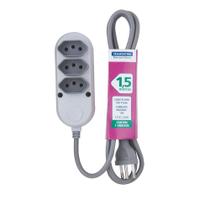 Extensão 3 Tomadas 2P+T 10A 250V 1,5m - 57504019 - TRAMONTINA Extensão 3 Tomadas 2P+T 10A 250V 1,5m - 57504019 - TRAMONTINA