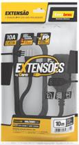 Extensão 3 Tomadas 2P+T 10A Preto 10 Metros Bivolt Enerbras