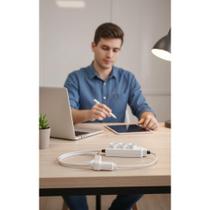 Extensão 3 Tomadas 3m Plug 90 Branco: Potência e Segurança