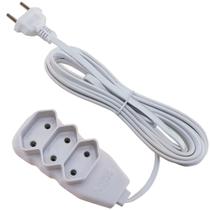 Extensão 3 Tomadas Slim Bipolar Branco 10,0m Force Line