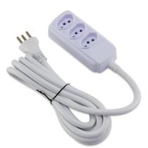 Extensão 3 Tomadas Tripolar 20A 3m Branco Force Line Bivolt
