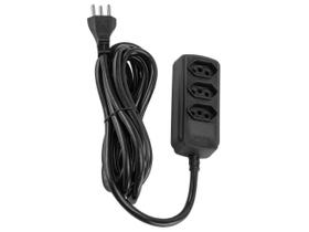Extensao 3 Tomadas Tripolar 20A 3m Preto Force Line