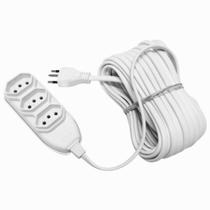 Extensão 3 Vias 2P 250V Cabo PP 3 Metros Branco Pluzie Extensão 3 Vias 2P 250V Cabo PP 3 Metros Branco Pluzie