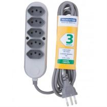 Extensão 3m Com 5 Tomadas 2P+T 10A 250V - 57504/030 - TRAMONTINA