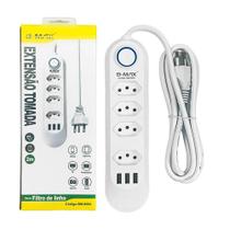 Extensao 4 Tomadas + 3 Usb B-max Filtro De Linha Extensao 4 Tomadas + 3 Usb B-max Filtro De Linha
