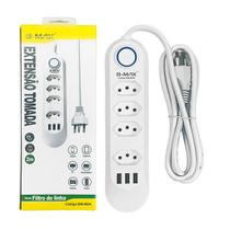 Extensão 4 Tomadas + 3 USB B-Max Filtro de Linha Extensão 4 Tomadas + 3 USB B-Max Filtro de Linha