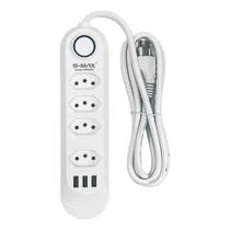 Extensão 4 Tomadas + 3 Usb Regua Energia Eletrica Cabo 2m Extensão 4 Tomadas + 3 Usb Regua Energia Eletrica Cabo 2m
