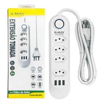 Extensão 4 Tomadas 3 Usb Regua Energia Eletrica Cabo 2m Extensão 4 Tomadas 3 Usb Regua Energia Eletrica Cabo 2m