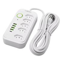 Extensão 5 Metros Bivolt 5 Tomadas E 4 Usb 1 Pd Led Com botão WKC-541