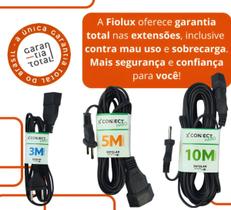Extensão 5 Metros Reforçada Fiolux 20a 2pinos Bivolt Preto