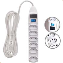 Extensão 6 Tomadas Tripolar NBR-14136 127v/220v 10A 1,5m