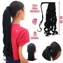 Extensao Aplique Rabo De Cavalo Ondulado - Disfarce Com tiras autocolantes -Fibra Organica Premium -Importado