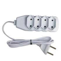 Extensão Bipolar 4 Tomadas 10A 1M Slim Branco - Force Line Extensão Bipolar 4 Tomadas 10A 1M Slim Branco - Force Line