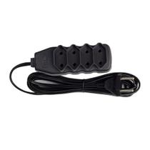 Extensão Bipolar 4 Tomadas 10A 3M Slim Preta - Force Line Extensão Bipolar 4 Tomadas 10A 3M Slim Preta - Force Line