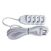 Extensão Bipolar 4 Tomadas 10A 5M Slim Branca - Force Line