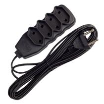 Extensão Bipolar 4 Tomadas 10A 5M Slim Preta - Force Line Extensão Bipolar 4 Tomadas 10A 5M Slim Preta - Force Line