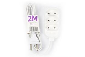 Extensão Bipolar com 3 Tomadas 2 Metros Branca
