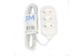 Extensão Bipolar com 3 Tomadas 3 Metros Branca