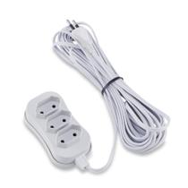 Extensão Bipolar em Barra 3 Tomadas 10A 10 Metros Branco - Force Line Extensão Bipolar em Barra 3 Tomadas 10A 10 Metros Branco - Force Line
