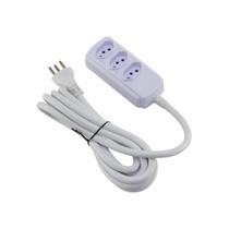 Extensao Bivolt 3 Tomadas Tripolar 20A 3 metros Cabo PP 3 x 2,5mm Branca - Force Line