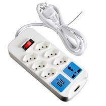 Extensão Bivolt 7 Tomadas 2 Saídas Usb Universal 110V/220V