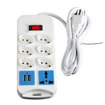 Extensão Bivolt 7 Tomadas 2 Saídas Usb Universal 110V/220V