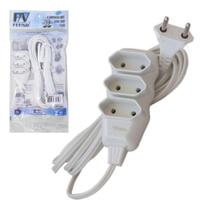 Extensao Branca 10m Com 3 Tomadas Bipolar Bivolt 2200w - Oem Extensao Branca 10m Com 3 Tomadas Bipolar Bivolt 2200w - Oem