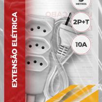 Extensao Cabo 2p T Pp Plano 3x0,75 5m Branca Extensao Cabo 2p T Pp Plano 3x0,75 5m Branca