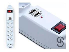 Extensão com 6 tomadas E 2 entradas USB 5V k-nup SL7906 1,5 metros bivolt (110V/220V)