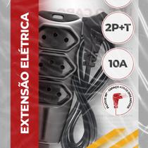 Extensao Com Plugue 2p T Pp Plano 90º 3x0,75 1,5m Preta