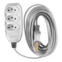 Extensão Compact 3 Tomadas 2P+T Cabo PP 10A 5mts Cinza ILUMI