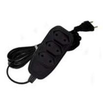 Extensão Compacta 2P Bipolar, Cordão Paralelo 10A 250V 3m Preta ref 17912- Ilumi