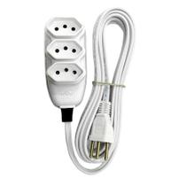 Extensão Compacta 2P+T com Cabo PP Chato 10A 250V Branca Extensão Compacta 2P+T com Cabo PP Chato 10A 250V Branca