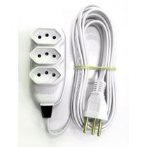 Extensão Compacta com Cabo PP Chato 3 Vias 10m 10A 250V Branco - Ilumi Extensão Compacta com Cabo PP Chato 3 Vias 10m 10A 250V Branco - Ilumi
