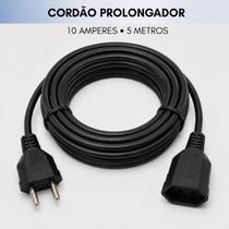 Extensão Cordão Prolongador Bipolar 10 Amperes 5 Metros Bivolt Preto Force Line Extensão Cordão Prolongador Bipolar 10 Amperes 5 Metros Bivolt Preto Force Line